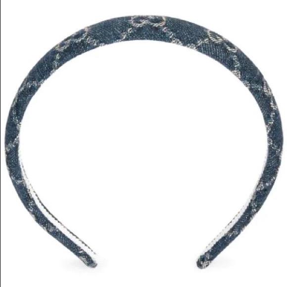 GUCCI Blue Eco-Washed Denim GG Headband - Picture 4 of 7